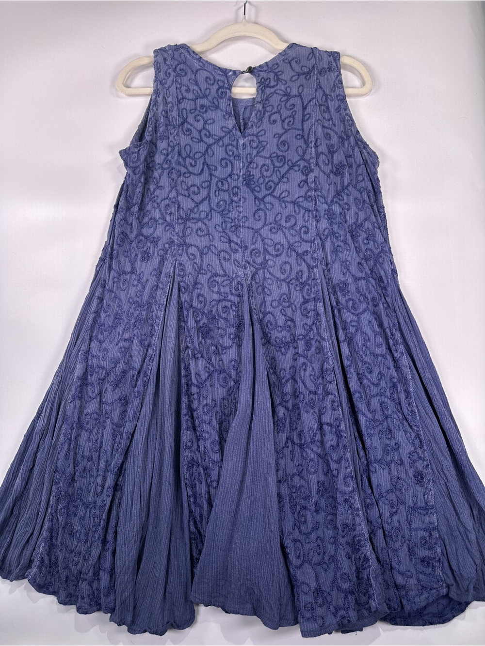Vintage Starina Sleeveless Aline Dress Floral Embroidered Rayon Blue M - Picture 3 of 11